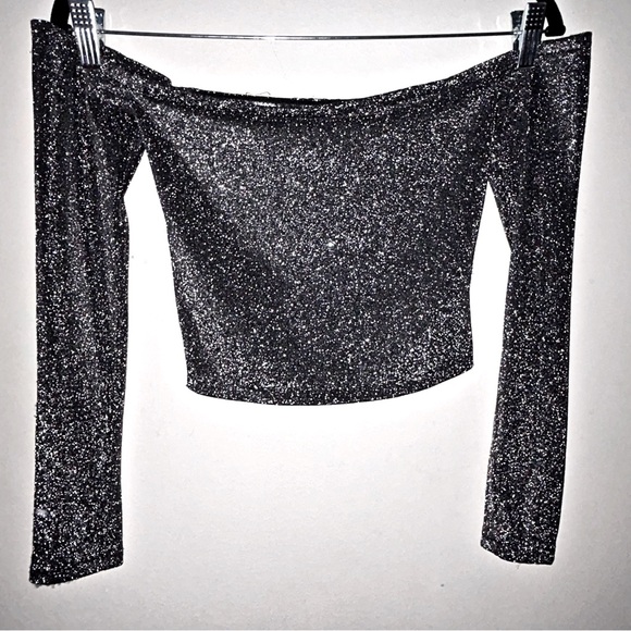 Black Stardust Y2K Off The Shoulder Crop Top - Picture 1 of 11